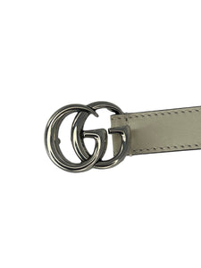 Gucci White Double G Logo Marmont Skinny Belt