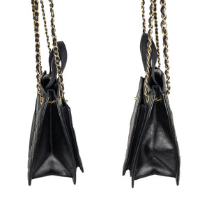CHANEL Classic Double Flap 9 Chain Shoulder Bag Black Lambskin L43 –  hannari-shop