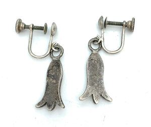 McBride Lomayestewa Vintage Sterling Silver Overlay Squash Blossom Earrings