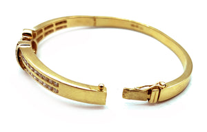 14K Yellow Gold & 3.00ctw Baguette & Round Brilliant Diamond Bangle Bracelet