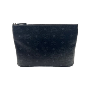 MCM Black Visetos Medium Pouch 