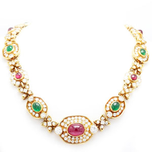 RUBY, EMERALD, AND DIAMOND NECKLACE