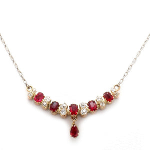 1.05CTW SPINEL AND OLD MINE CUT DIAMOND NECKLACE