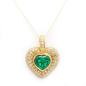 HAUER, 5.00CT HEART SHAPED COLOMBIAN EMERALD PENDANT - AGL CERTIFIED