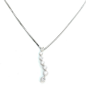 14K White Gold & Diamond Curved Pendant Necklace
