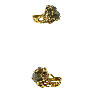 18K Yellow Gold Rough Diamond Ring - Sz. 7