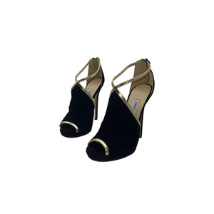 JIMMY CHOO Fey Black Suede Sandal Platform Heels - Sz. 35.5