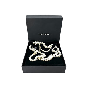 CHANEL, Jewelry, Showstopper Authentic Chanel Triple Pearl Long Necklace  With Box 650