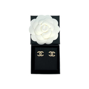 Chanel CC Faux Pearl & Strass Stud Earrings
