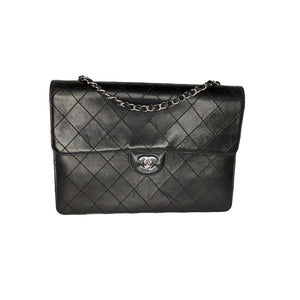 Chanel Vintage Classic Flap White and Black Lambskin Leather