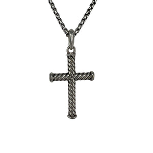 David Yurman Sterling Silver Cable Cross Pendant Necklace