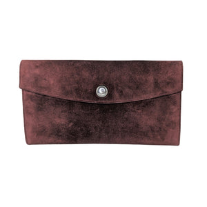 Hermes Vintage Suede Burgundy Rio Envelope Clutch 