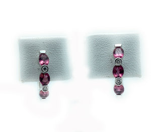 14K White Gold Pink Sapphire & Diamond Necklace Pendant, Earrings, & Ring Set
