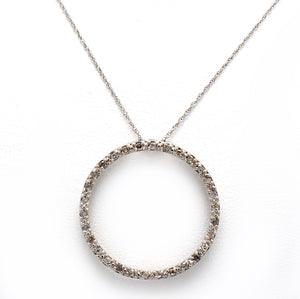 10K White Gold & 0.20ctw Diamond Open Circle Pendant Necklace