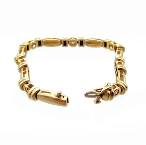 14K Yellow Gold 0.63ctw Diamond Tennis Link Fashion Bracelet