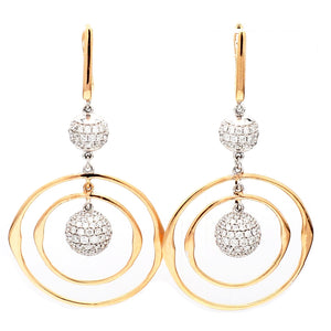 18K Two-Tone Gold & 3.01ctw Diamond Dangle Earrings