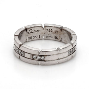 Cartier White Tank Francaise 18k White Gold & 0.20ctw Diamond Band