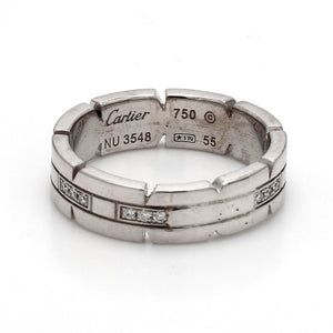 Cartier White Tank Francaise 18k White Gold & 0.20ctw Diamond Band Ring