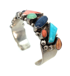 G. Billy Old Pawn Navajo Sterling Silver & Multi-Stone Cuff Bracelet