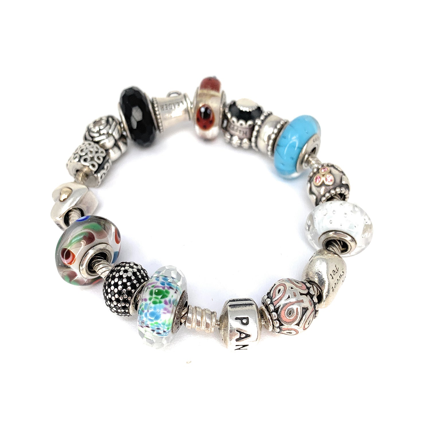 Lovely Pandora Style Bracelet/vintage Turquoise Gemstone Charm