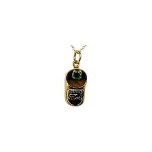 14K Yellow Gold, Emerald, & Diamond Shoe Necklace