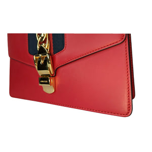 Gucci, Bags, Gucci Calfskin Small Sylvie Chain Shoulder Bag Hibiscus Red