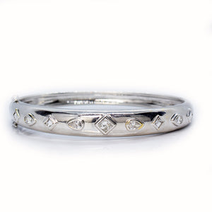 14K White Gold 1.50ctw Diamond Half-Eternity Bangle Bracelet