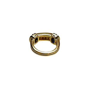 18K Yellow Gold 0.30ctw Diamond & 0.75ctw Sapphire Ring