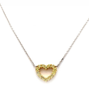 18K Two-Tone Gold 0.45ctw Fancy Yellow Diamond Heart Pendant Necklace