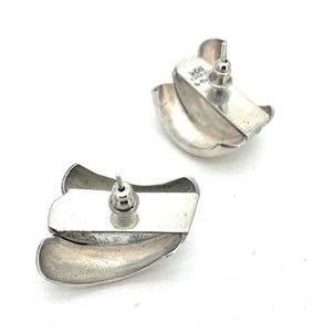 Mexico Vintage 1980's Sterling Silver Scallop Earrings