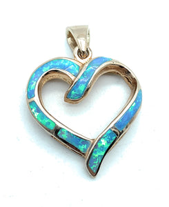 Gold Plated 925 Sterling Silver & Opal Open Heart Pendant