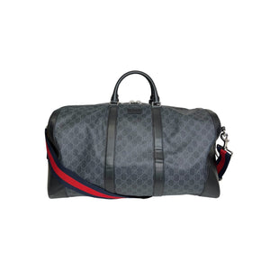 Gucci: Black Large GG Supreme Carry-On Duffle Bag