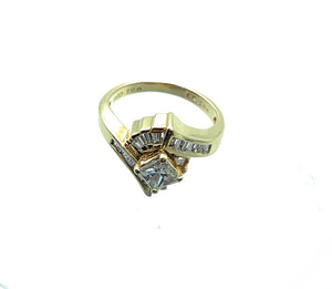 14K Yellow Gold & 1.10ctw Diamond Bypass Engagement Ring - Sz. 4.75