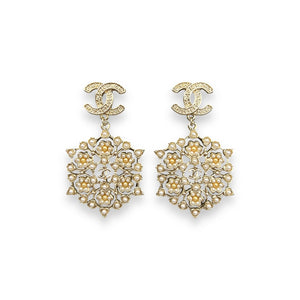Chanel CC Snowflake Drop Earrings