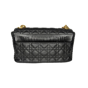 Christian Dior Black Supple Cannage Calfskin Caro Large Bag