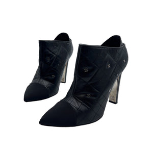 Naughtily-D Ankle Boot Transparent Mesh Embroidered with Black and  Gold-Tone Butterfly Motif, Metallic Thread and Black Suede Calfskin