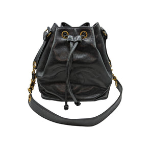 Pre-owned Chanel Black Lambskin Bucket Backpack Medium