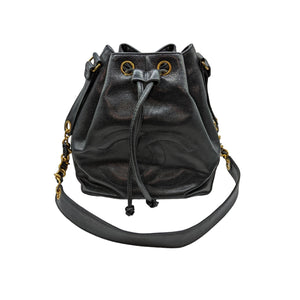 Chanel Vintage Leather Drawstring Bucket Shoulder Bag