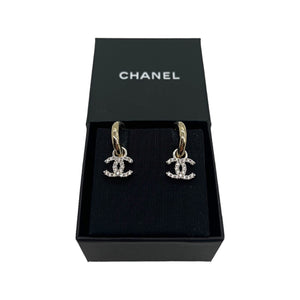 Silver & Crystal 'CC' Turnlock Earrings Large