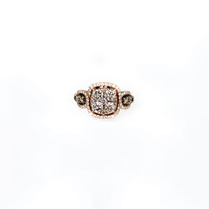 Le Vian Women's 14K Rose Gold 1.00ctw Chocolate Diamond Halo Engagement Ring - Sz. 4.5