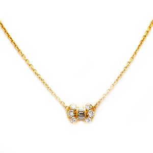 Van Cleef & Arpels 18K Yellow Gold & 0.60ctw Diamond Bow Pendant Choker