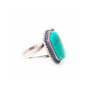 Navajo Petite Carico Lake Turquoise Split Shank Ring sz 5 1/2"