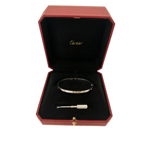 Cartier 18K White Gold & Diamond 'Love' Bangle Bracelet - Sz. 17