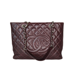Chanel Burgundy Quilted Caviar Grand Shopping Tote GST 