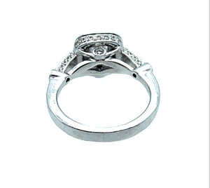 Platinum 1.00ctw Cushion Cut & Round Brilliant Diamond Engagement Ring - Sz. 4.75