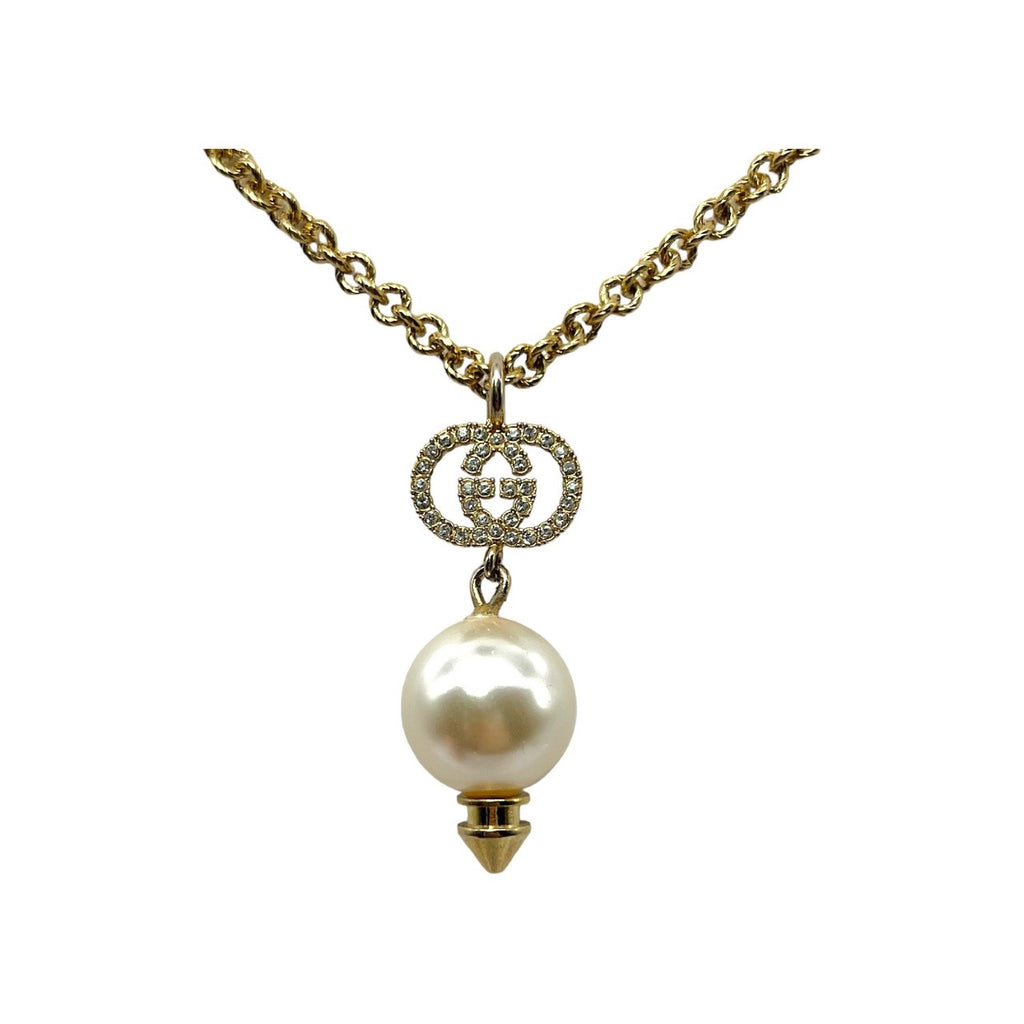 Gucci Interlocking GG & Pearl Necklace - TheRelux.com