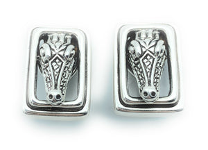 Kieselstein Cord Sterling Silver Alligator Head Earrings