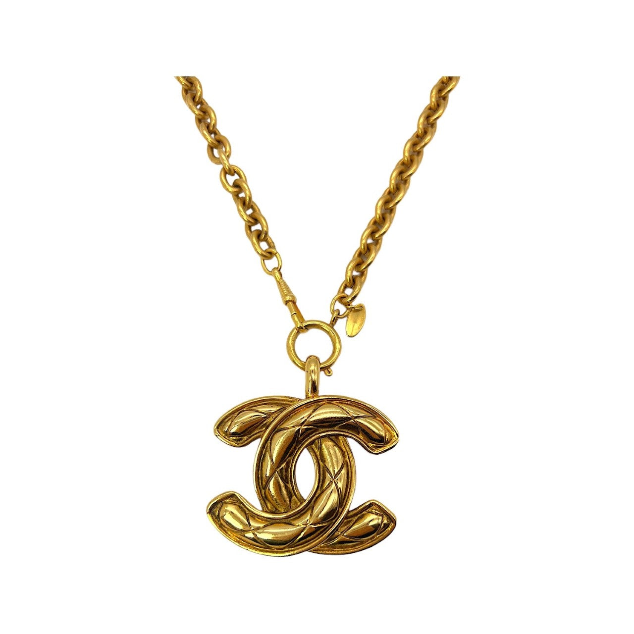 Chanel CC Open Heart Pendant Necklace (Silver Tone)