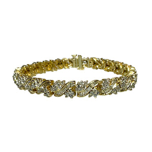 14K Yellow Gold 3.50ctw Round & Baguette Diamond Tennis Bracelet
