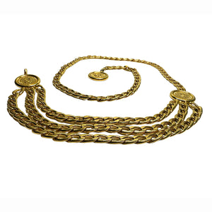 Vintage Chanel Gold Plated Cambon 31 Rue Coin Chain 3-Row Belt